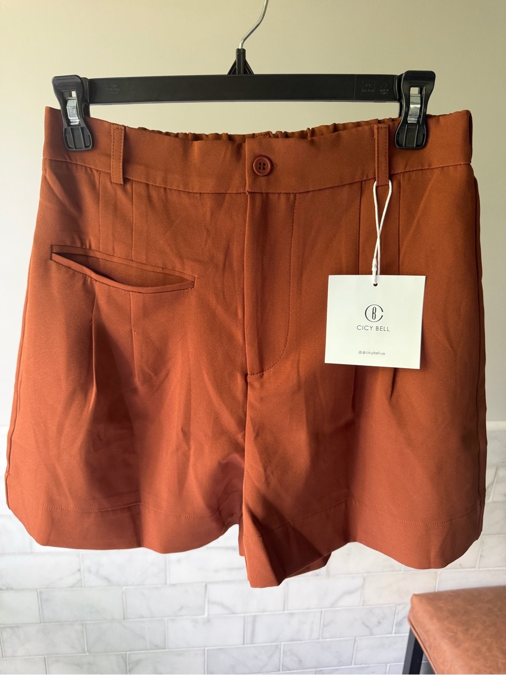 Rust Women's Tailored Shorts High Waisted Work Dressy Casual Wide Leg Size 6